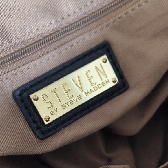 Y2K Steven By Steve Madden Black Leather Studded Shoulder Bag - Vintage - Picture 2 of 11